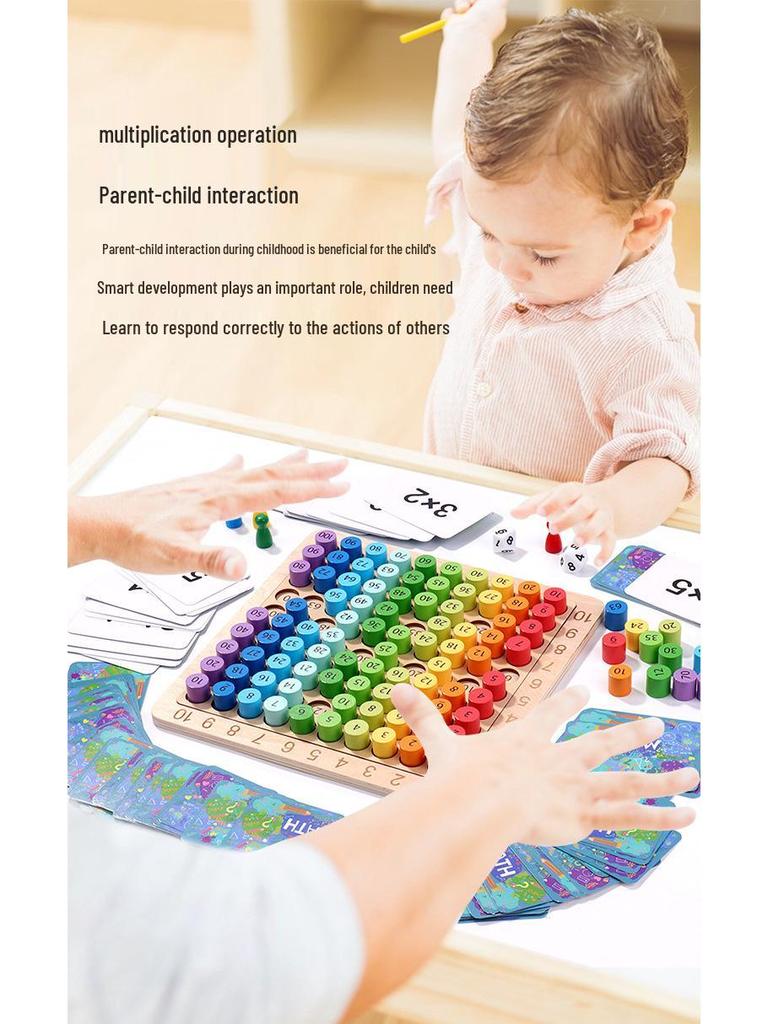 Cross-Border 3-in-1 Multiplication Board: Children's Educational Puzzle for Learning 1-100 Numbers