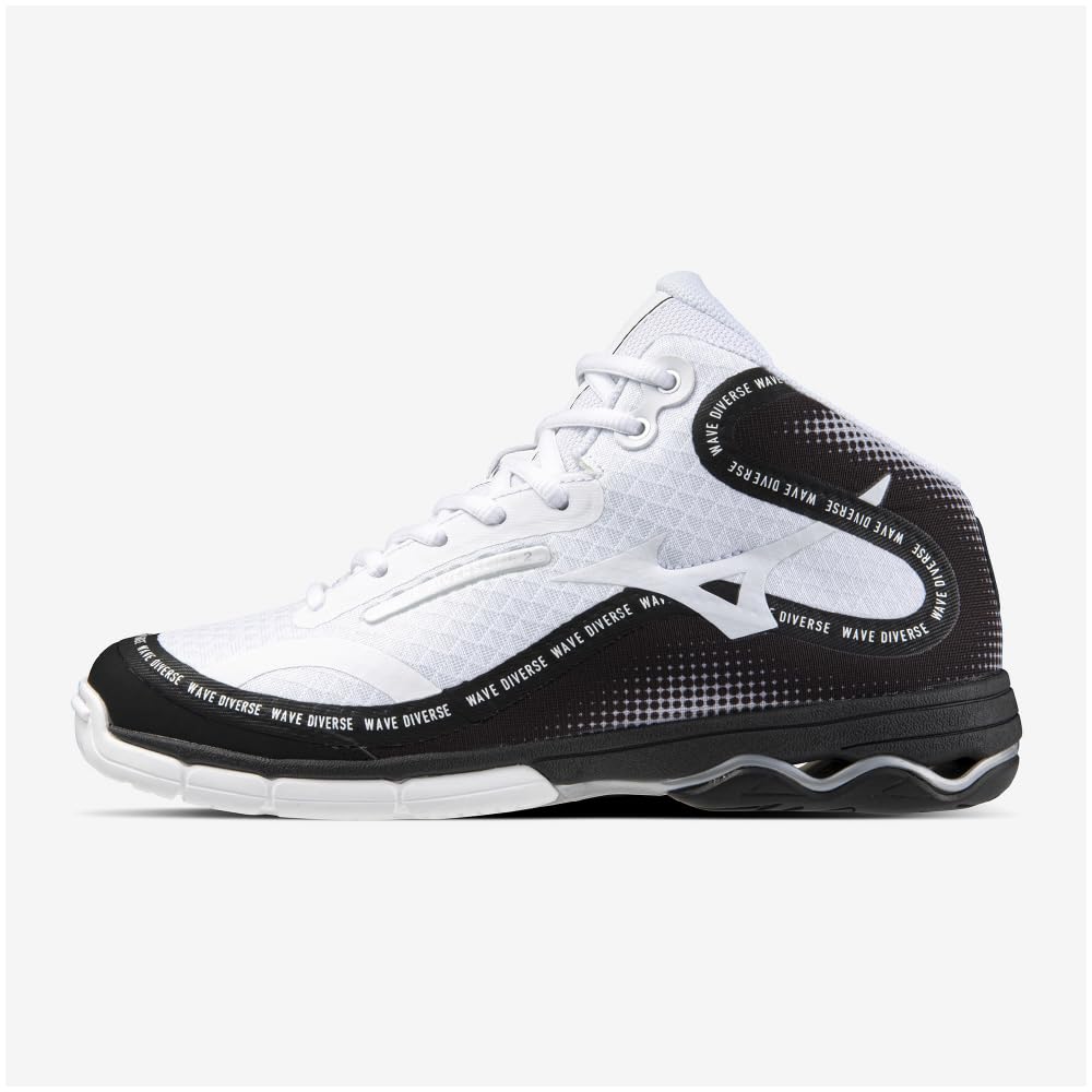 Mizuno Wave Diverse DE 2 Фитнес Размер 2E Обувь, Для помещений, Студия, Спортзал, Тренировка, Белый/Черный/Светло-серый, 24,5 см,