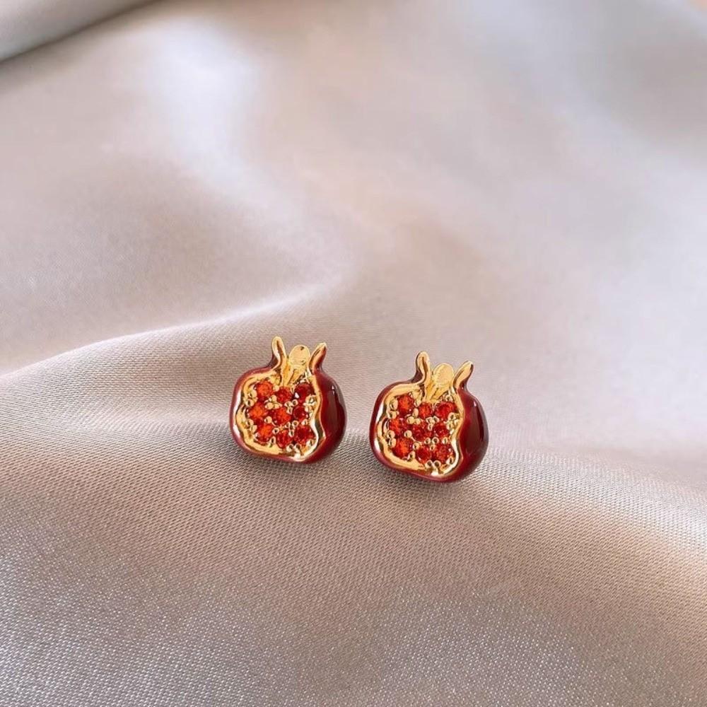 Sweet Fruit Earrings Red Clavicle Choker New Pomegranate Pendant Necklace Valentine's Day