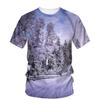 Новые зимние графические футболки с пейзажами для мужчин, летние повседневные трендовые свободные футболки с круглым вырезом и коротким рукавом с принтом для мужчин, топы