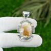 Sterling Silver Oval Plume Agate Gemstone Bezel Unique Daughter Birthday Pendant
