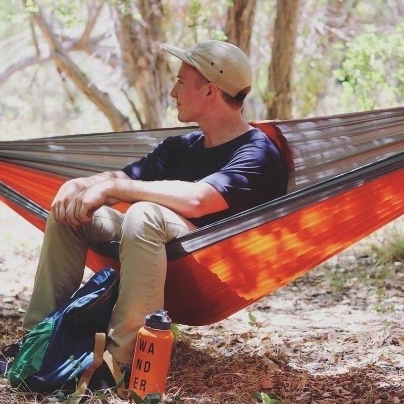 Single Person Portable Outdoor Camping Hammock With Nylon Color Matching High Strength Parachute Fabric Hanging Bed