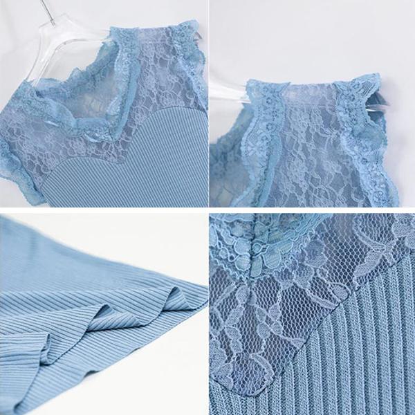 Женский пуловер с v-образным вырезом и кружевной строчкой, без рукавов, шелковый жилет, рубашка, однотонный, приталенный, эластичные подтяжки, трикотажные майки