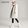 JAZZEVAR Женская шапка с воротником-стойкой, съемный пуховик, зимняя утолщенная свободная куртка средней длины и длины