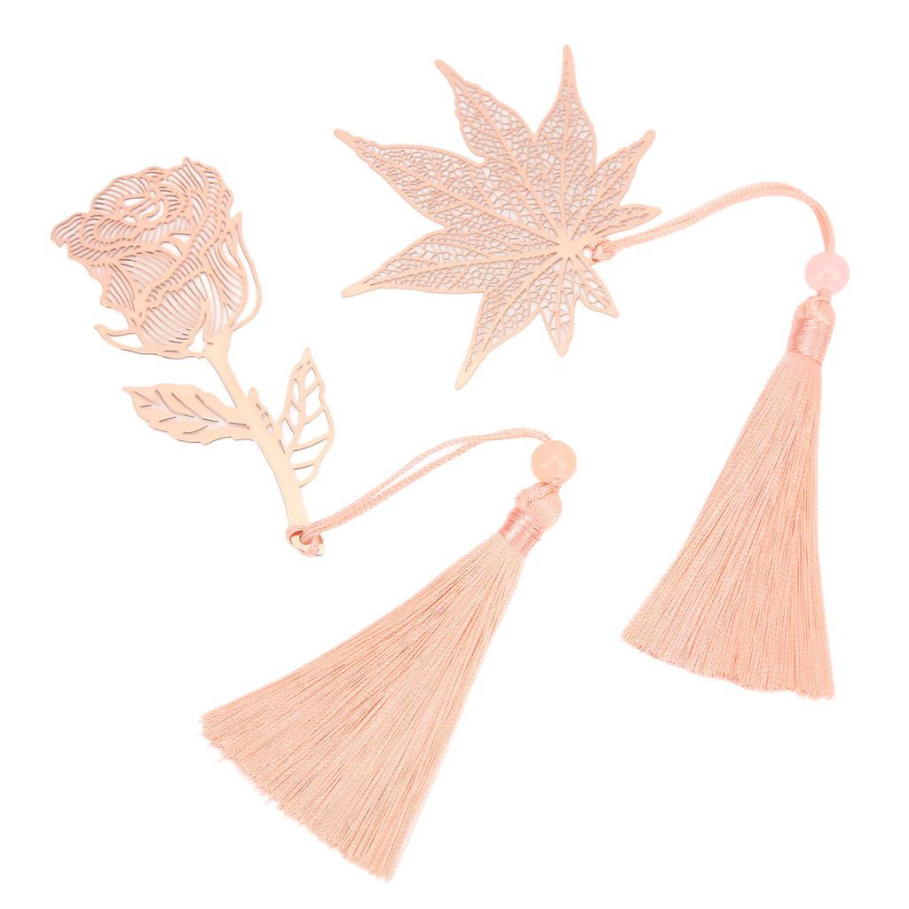 2 шт. металлические закладки из нержавеющей стали с золотым гальваническим покрытием в виде цветка и листа для книги O