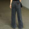 Женские весенне-осенние джинсы больших размеров с высокой талией, широкие прямые брюки, свободные джинсовые джинсы, винтажные повседневные брюки