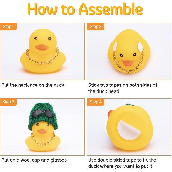 wonuu Rubber Duck Car Ornaments Yellow Duck Car Dashboard Decorations with Propeller Helmet for Christmas Decor and Home Decorations for Adults