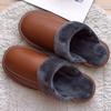 Plus Size 45 46 Unisex High Quality Genuine Leather Furry Slippers Men's Winter Home Casual Shoes Male Female Slippers