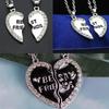 Unisex New 2 Pcs Heart Shape Best Friends Couple Necklaces Charm Jewelry For Girls Forever Bff J9X5