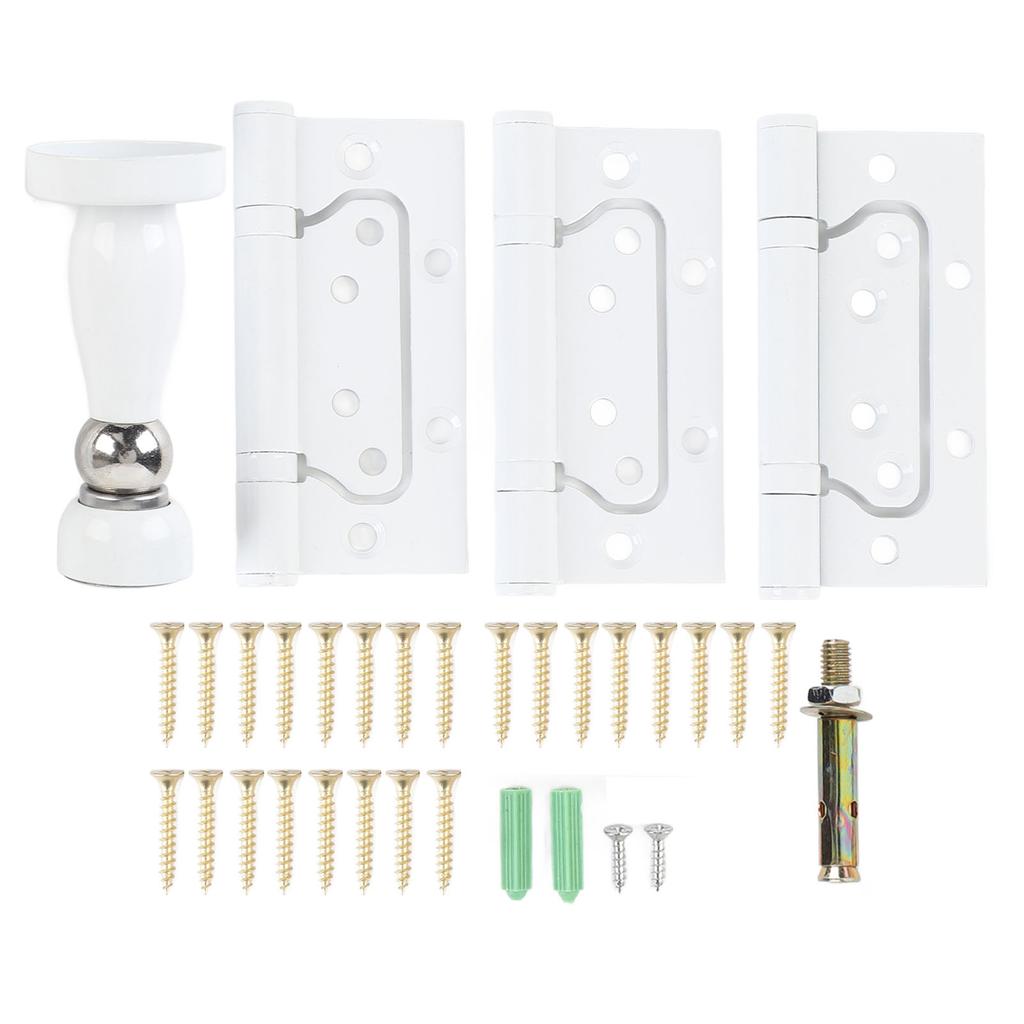 4 Inch Door Hinge with Magnetic Door Stopper Silent Metal Door Hinge for Home Room White