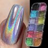 12 Grids/box Holographic Nail Glitter Powder Laser Pigment Colorful Dust Nail Art Decoration