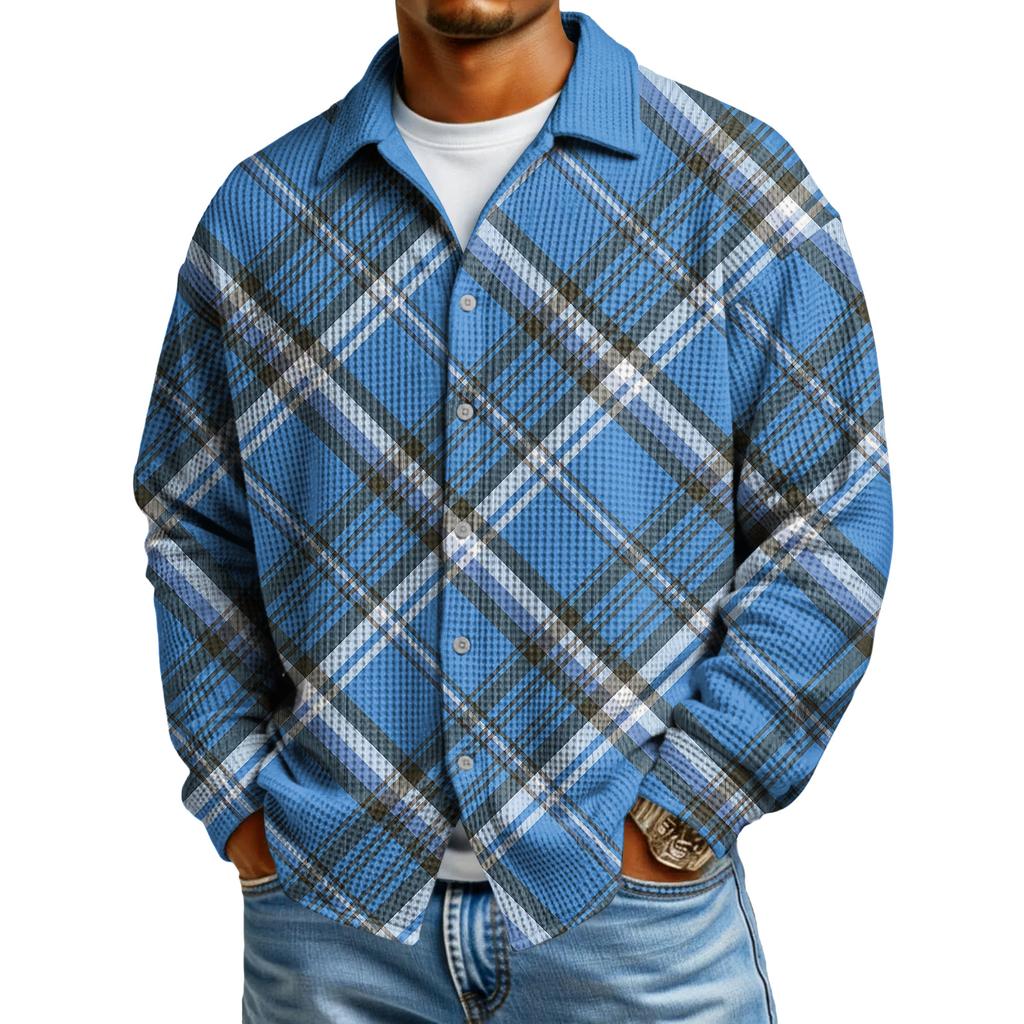 Мужская повседневная рубашка с длинным рукавом на пуговицах