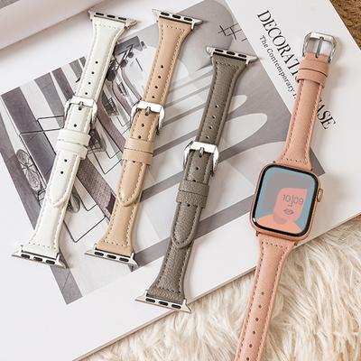 Тонкий кожаный ремешок для Apple Watch Ultra 49 мм серии 8 SE 7 6 5 4 3 2 1 наручный браслет iWatch 40/44 мм 45/49 мм ремешок