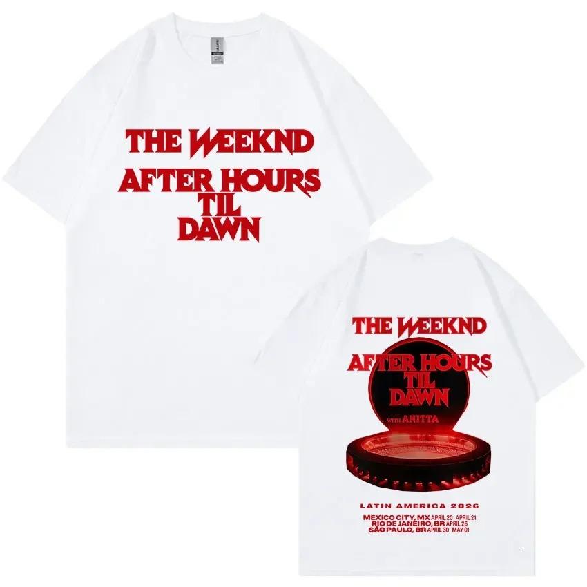 Музыкальная футболка унисекс The Weeknd After Hours Til Dawn 2026 World Tour Хип-хоп Харадзюку Стиль Круглый вырез