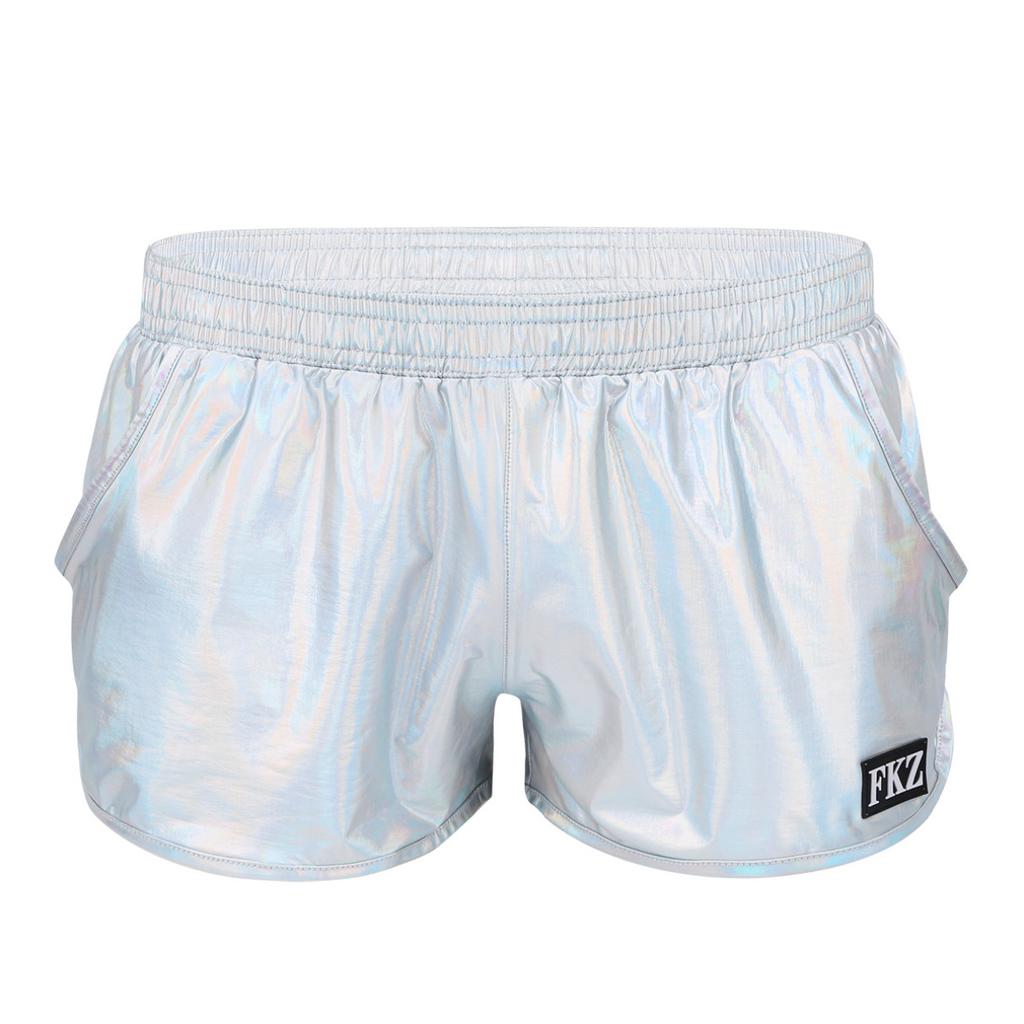 Men's Pants Shiny Metallic Low Rise Elastic Waistban Boxer Shorts Stage Performance Costume