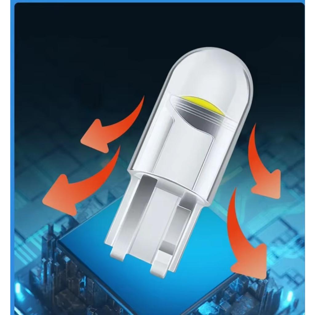 Car LED T10 W5W Canbus Glass COB 6000k Reading Dome Lamp Marker Wedge License PlateLight Bulb 168 194 192 DC 12V White Blue Red
