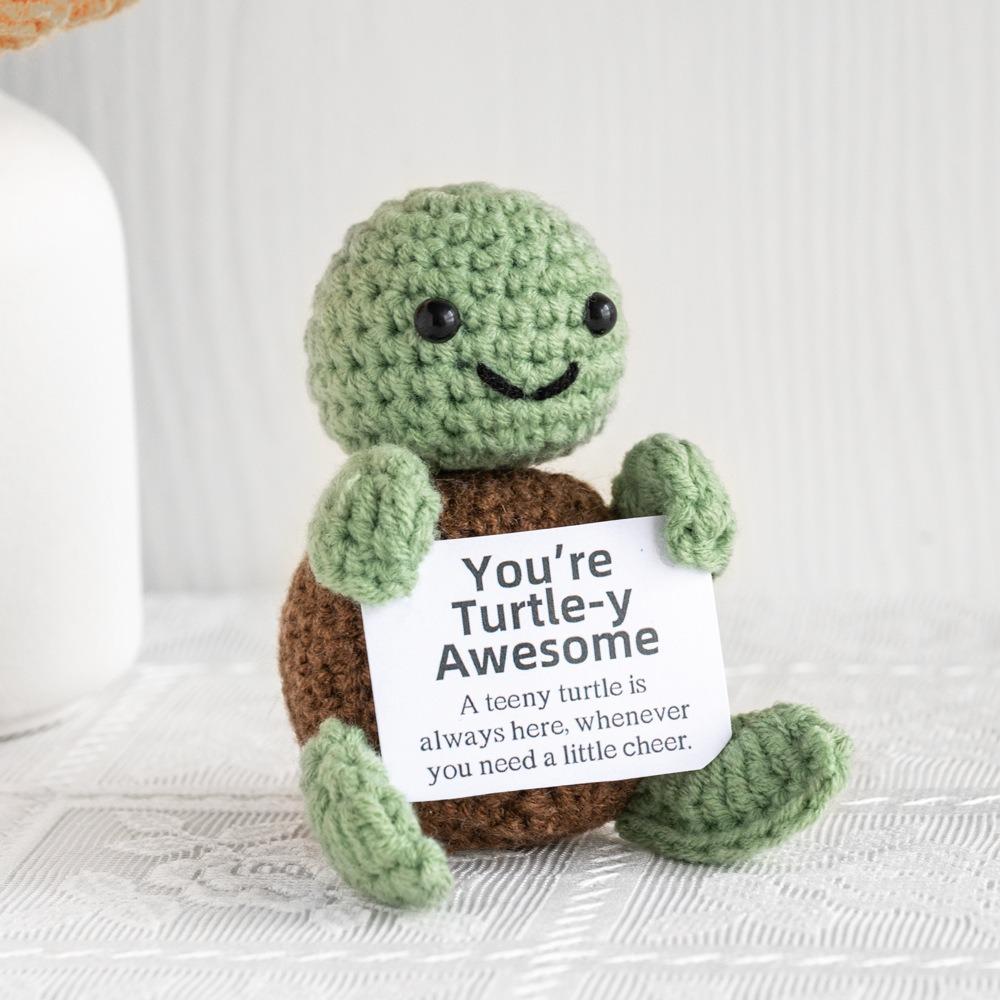 Handmade Positive Turtle Gifts Mini Stuffed Doll Toys Funny Desktop Ornaments  for Women Men
