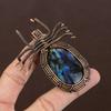 Labradorite Handmade Copper Wire Wrap Spider Pendant 2.56" d8K62
