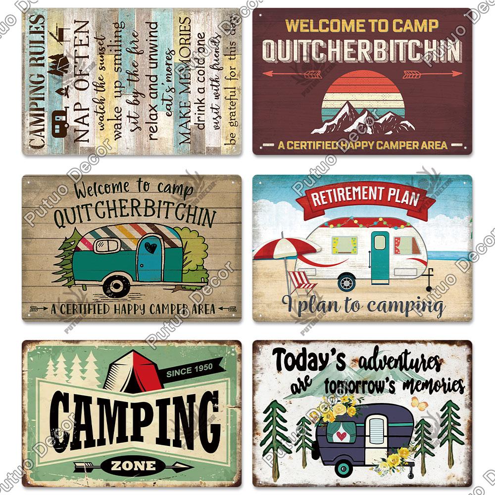 Decor Camping Tin Sign Vintage Plaque Metal Plate Retro Posters Wall Art Decor for Trip Car Home Living Room Unique Gift