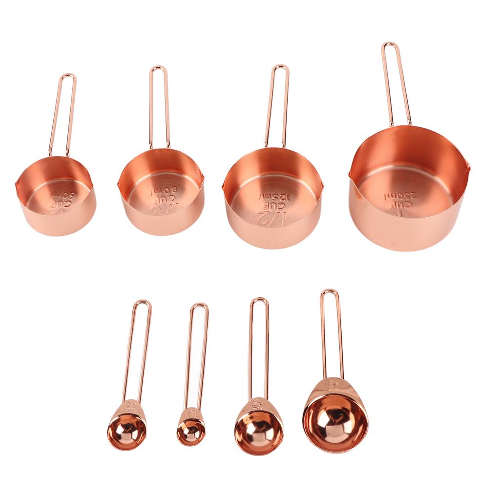 8Pcs Stainless Steel Measuring Cup Spoon Set with Scales Home Kitchen Baking Accessory