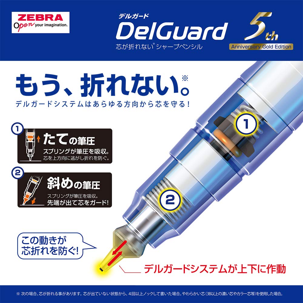 Zebra Mechanical Pencil DelGuard Type GR 5th Limited Edition Blue Gold 0.5 P-MA93-5TH-BLGO