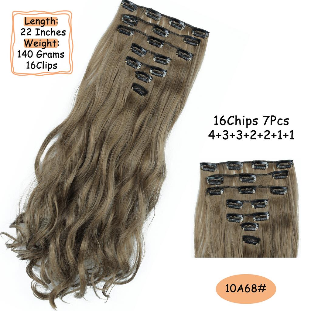 Synthetic Wavy Clip In Hair Extensions Clip In Hair Extensions For Women Full Head Thick Soft Clip In Hairpieces Daily Party