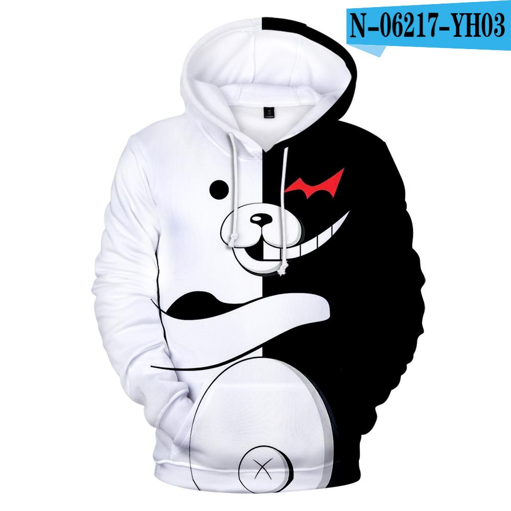 Danganronpa Merch 3D толстовки Monokuma косплей костюм аниме толстовки Kawaii детская толстовка повседневное унисекс черно-белое пальто