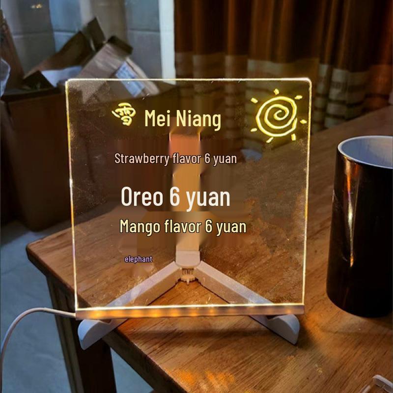 Erasable Luminous Blackboard Sign - Fluorescent Writing Display for Street Stalls