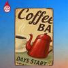 Vintage Coffee Bar Metal Sign 8x12in - Days Start With Coffee Retro Tin Plaque, Cafe Wall Decor
