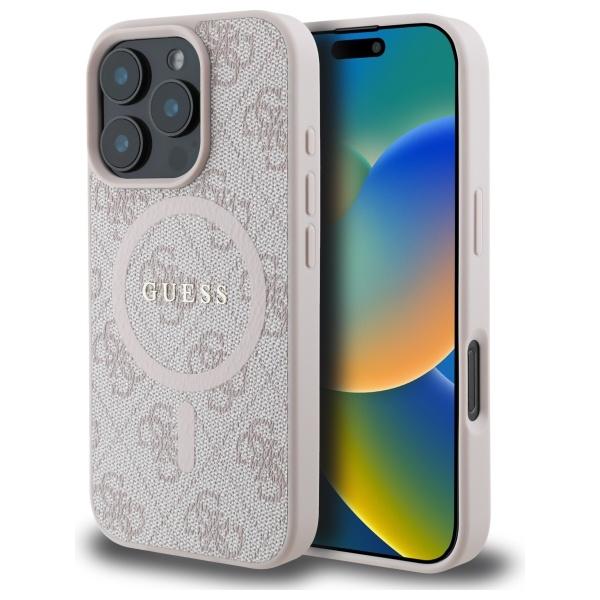 Etui do iPhone 16 Pro Max różowe Guess MagSafe Classic Logo
