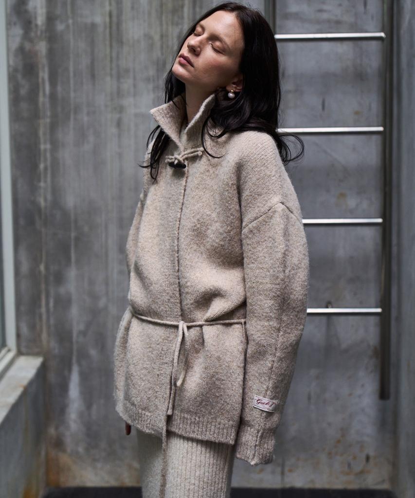 GRIDAJ Wool Blending String Jacket-Style Cardigan_Beige