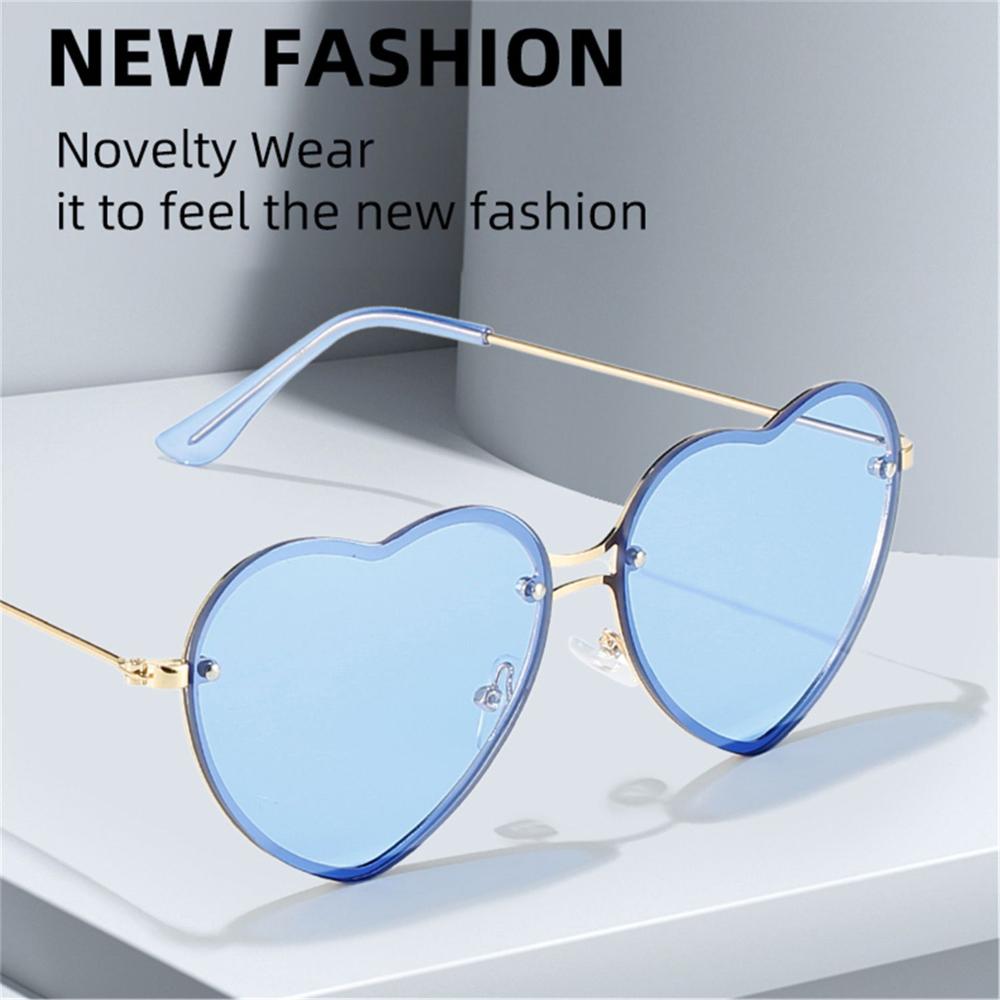 Солнцезащитные очки для выпускного вечера с защитой от ультрафиолета на Хэллоуин в форме сердца без оправы розовые солнцезащитные очки в стиле хиппи
