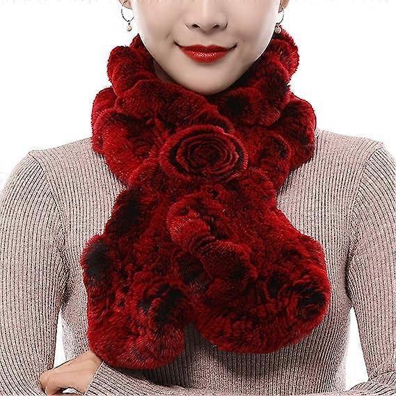 Women's fur scarf rabbit fur apron wavy fur scarf winter knitting plush scarf