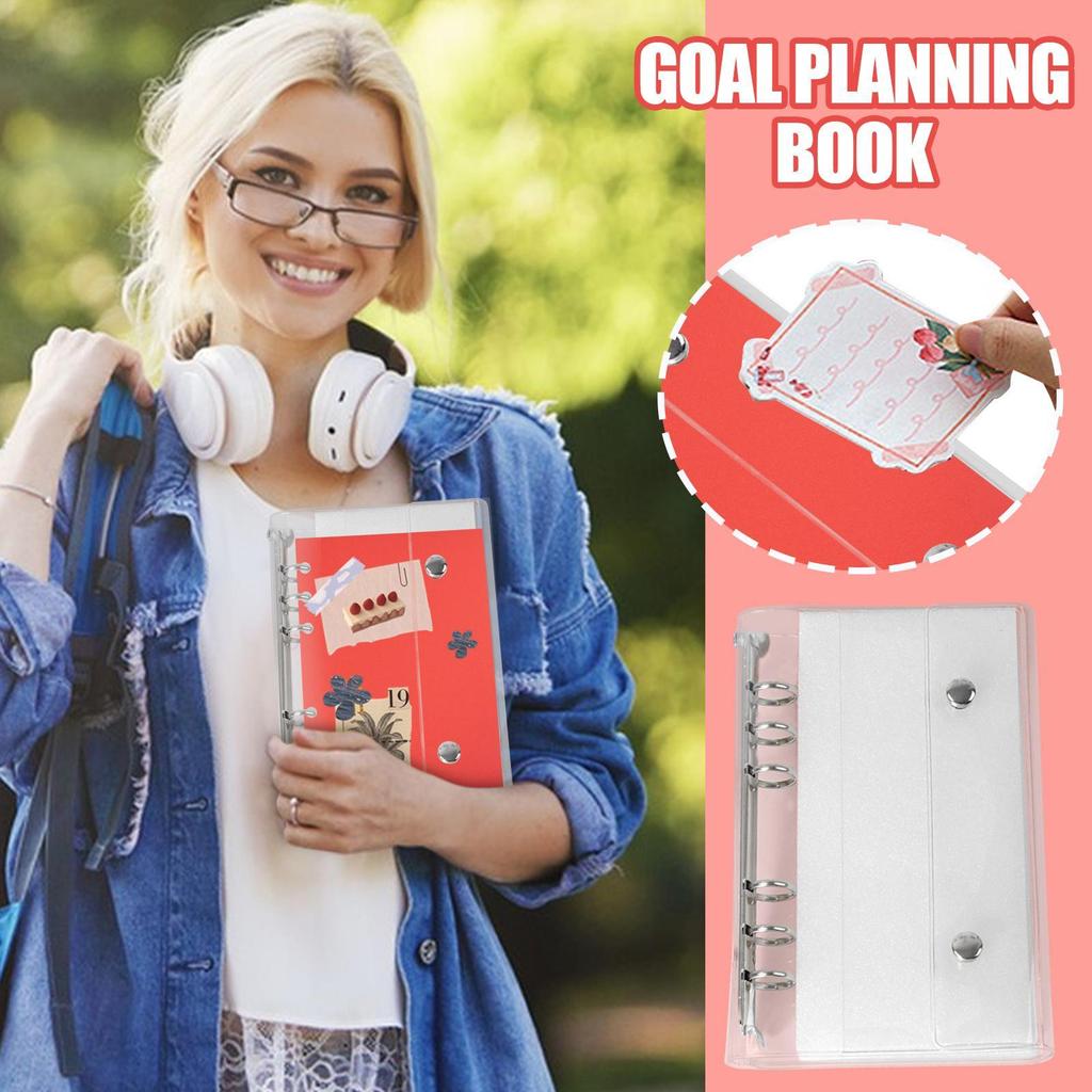 A6/A7 Clear Binder Covers 6-Ring Transparent PVC Budget Binder for Document Photo Ticket Expense Planner Cover Loose Leaf Folder