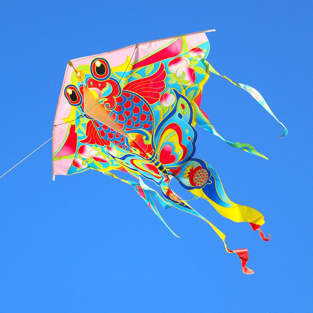 Золотая рыбка-воздушный змей в древнем стиле 2026: Легкий полет, Цветной хвост - Идеально для детей, взрослых, легкого бриза и декоративной фотографии
