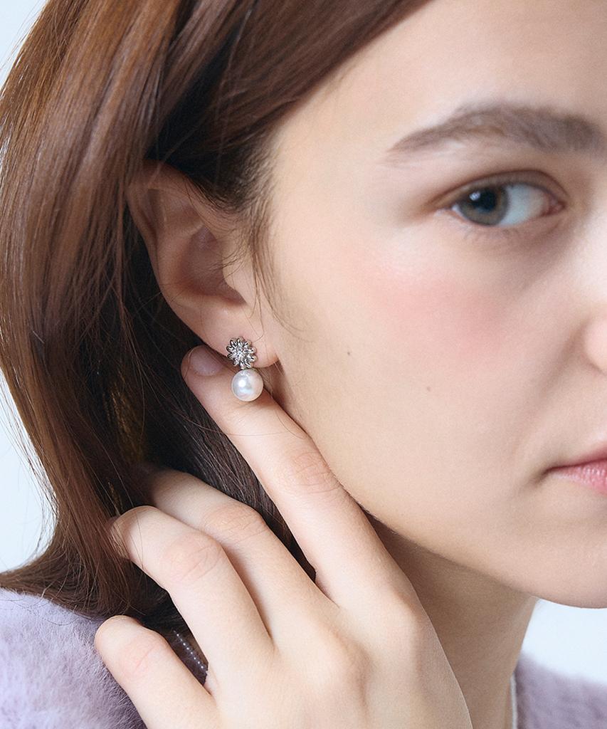 Серьги L'Ombrillant Petit Pearl Fleur (Серебряное золото)