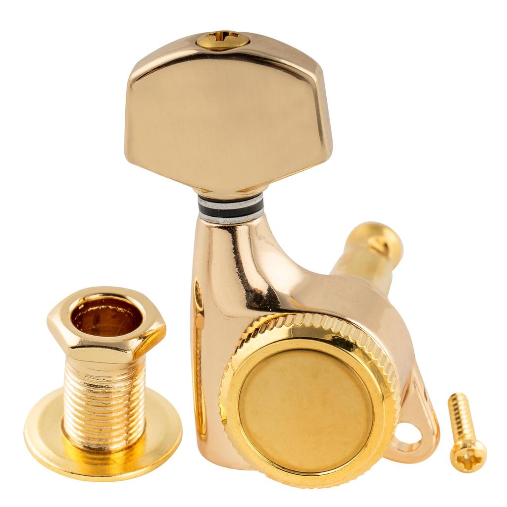 Гитарные колки Musiclily Pro с замком для электрогитар ST Telecaster Electric с позолоченными шестигранными кнопками, 6-струнные гитары Strat/TL,