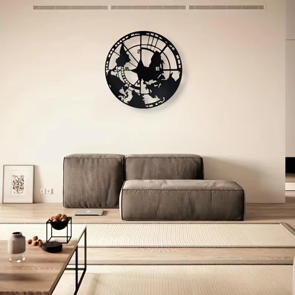 World Map Metal Wall Art Decoration. Modern Design for Living Room. Transform Your Space with This Stylish Metal Wall Sticker