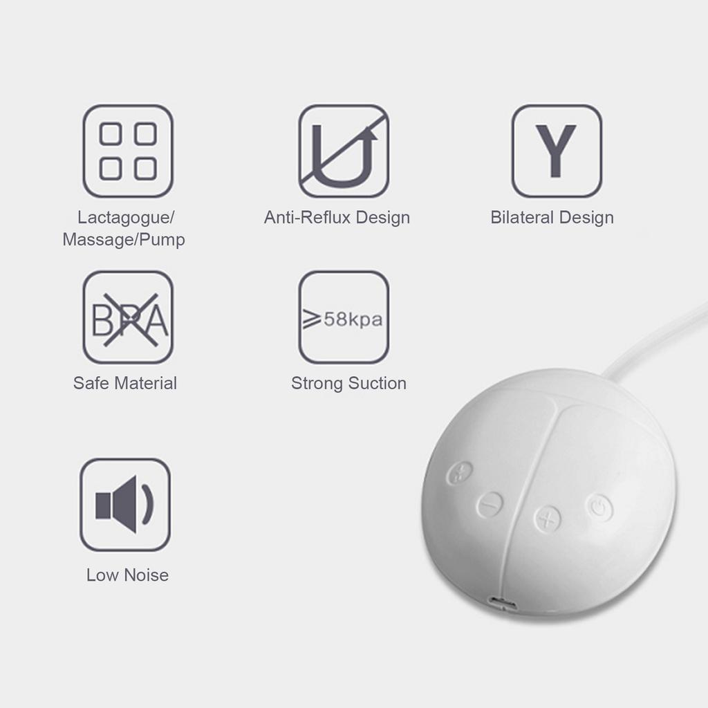 Electric Double Breast-Pump Portable Ultra Low Noise Anti-Reflux Comfortable Pumping Breastfeeding