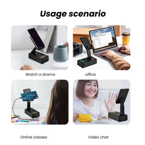 Подставка для мобильного телефона с Bluetooth-совместимым динамиком Портативная складная подставка для телефона Держатель для USB-накопителя Быстрозарядный держатель для телефона