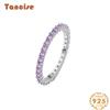 Tancise Classic 925 Sterling Silver Zircon Ring Ladies Jewelry Wedding Promise Party Gift
