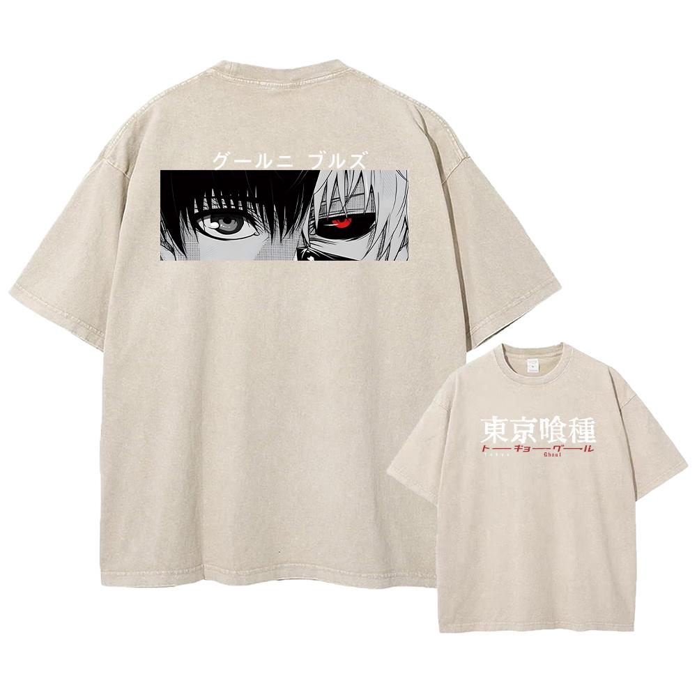 Аниме Tokyo Ghoul Kaneki Ken Графический принтованная кислотная футболка для мужчин Содержит хлопковую стираную футболку Горячая футболка Manga Harajuku унисекс