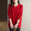 Middle-aged Mother Autumn Winter Round Neck Sweater Women Loose  Top Knitted Base Shirt
