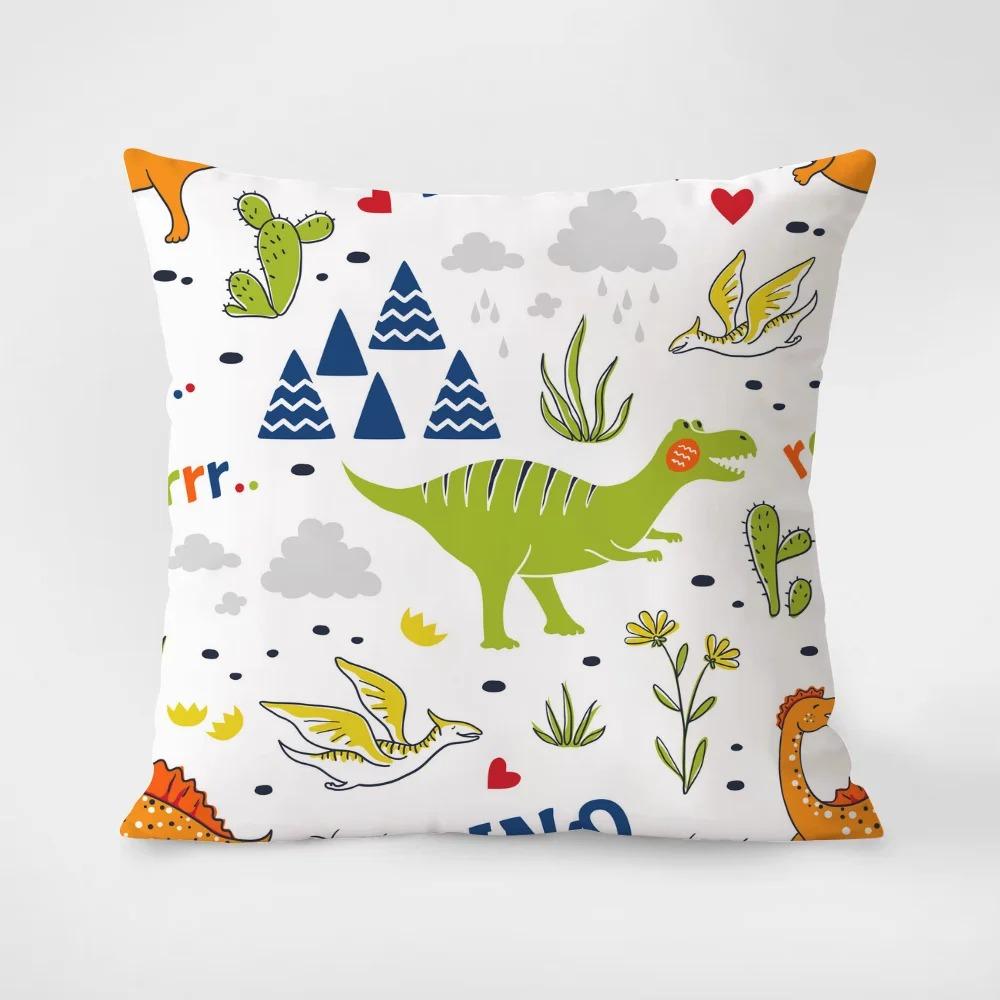 Creative Little Dinosaur Print Cartoon Pillowcase Interior Decoration Office Living Room Home Pillowcase