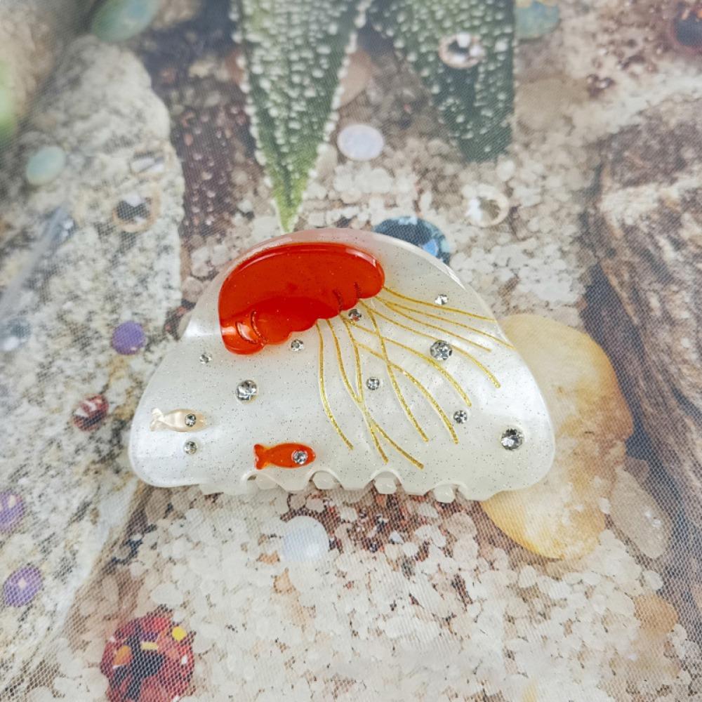 Fashion Acrylic Ocean Jellyfish Hair Claw Shining Rhinestone DIY Hair Styling Shark Clip Hair Accessories Travel