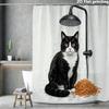 Черно-белая занавеска для душа с кошкой, 1 шт., полиэстер, 2D плоская печать, 70,8x70,8 дюйма, реалистичный котенок под душем с лапшой на белом фоне