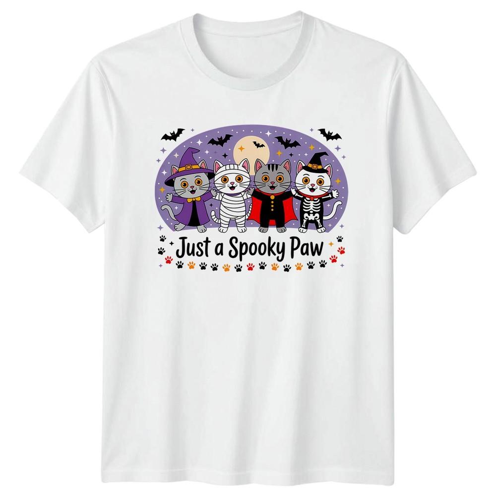 Just A Spooky Paw Halloween Cats Unisexs TShirt Unisexs Tee Graphic Unisex Top