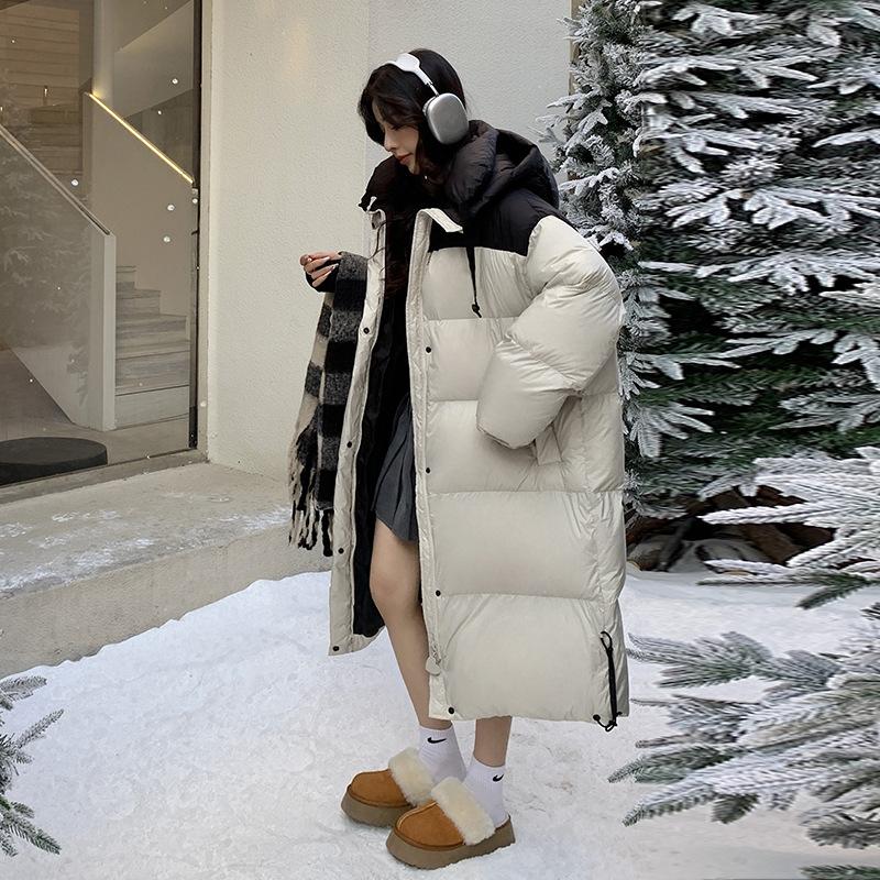 Хлопковая одежда в тон для женщин, зимняя новинка, длинное теплое утолщенное пальто «Любовный хлеб» свободного кроя в корейском стиле.