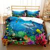 Underwater World Whale Tropical Quilt Set Three-piece 3D Digital Printing Bedding Kit