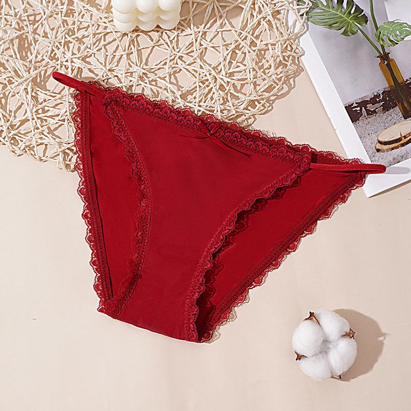 Бесшовное женское нижнее белье из ледяного шелка, сексуальное нижнее белье с низкой талией и кружевным краем, тонкое дышащее нижнее белье